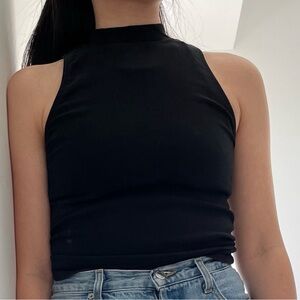 Zara High Neck Basic Everyday Tank Black Size Small